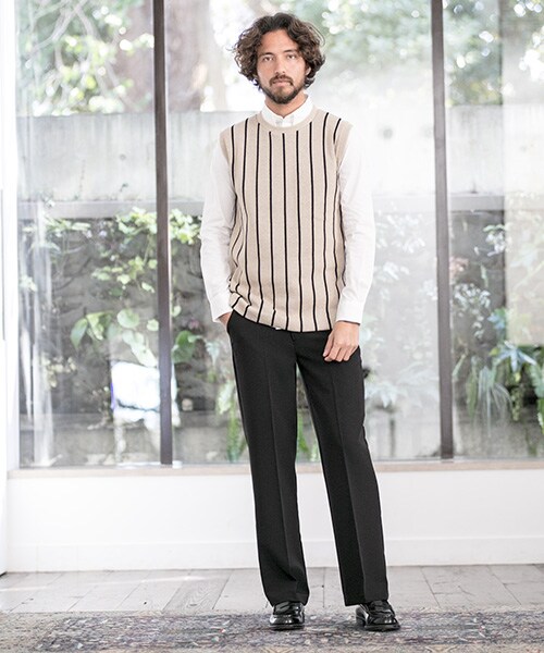 CAMBIO（カンビオ）の「ストライプニットベスト（その他・メンズ・Black/Navy/Beige・Sサイズ/Mサイズ/Lサイズ）」の4枚目の写真