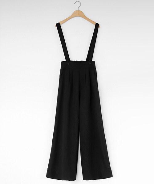 DHOLIC(ディーホリック)の「2WAYワイドサスペンダーパンツ(その他パンツ・レディース・ベージュ/ブラック・FREE)」の2枚目の写真