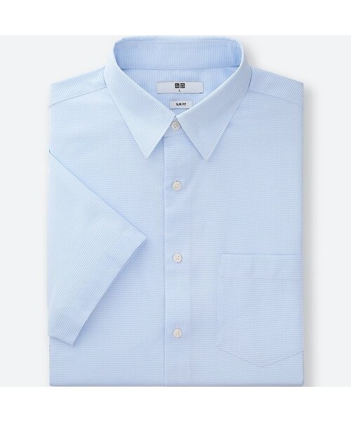 UNIQLO（ユニクロ）の「ドライイージーケアドビースリムフィットシャツ（レギュラーカラー・半袖）（シャツ/ブラウス・メンズ・PINK 12/BLUE 62・S/XS/3XL/XXL/XL/M/4XL/L）」の2枚目の写真