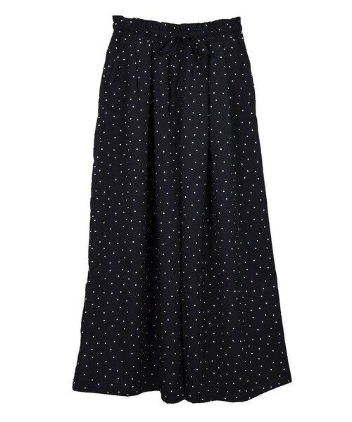 STYLEBLOCK（スタイルブロック）の「ポプリンドットプリントギャザーワイドパンツ（その他パンツ・レディース・ライトベージュ/ネイビー/ブラック・M）」の2枚目の写真