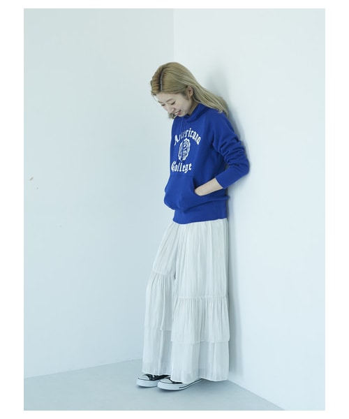 GARAGE OF GOOD CLOTHING（ガレージオブグッドクロージング）の「ティアードマキシスカート（スカート・オフホワイト/ブラック・F）」の2枚目の写真