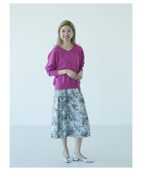 GARAGE OF GOOD CLOTHING（ガレージオブグッドクロージング）の「LIL Vネックゆるニット（トップス・ピンク/ライトブルー・F）」の5枚目の写真