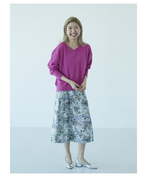 GARAGE OF GOOD CLOTHING（ガレージオブグッドクロージング）の「LIL Vネックゆるニット（トップス・ピンク/ライトブルー・F）」の6枚目の写真