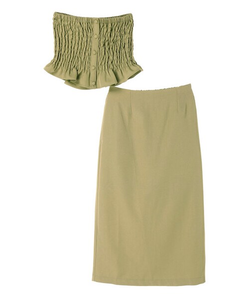 Green　Parks（グリーンパークス）の「・RAYCASSIN SET2点ビスチェ×スカート（ワンピース/ドレス・ベージュ/モカ/カーキ/ブルー・F）」の12枚目の写真