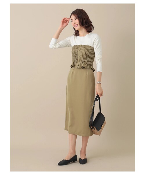 Green　Parks（グリーンパークス）の「・RAYCASSIN SET2点ビスチェ×スカート（ワンピース/ドレス・ベージュ/モカ/カーキ/ブルー・F）」の2枚目の写真