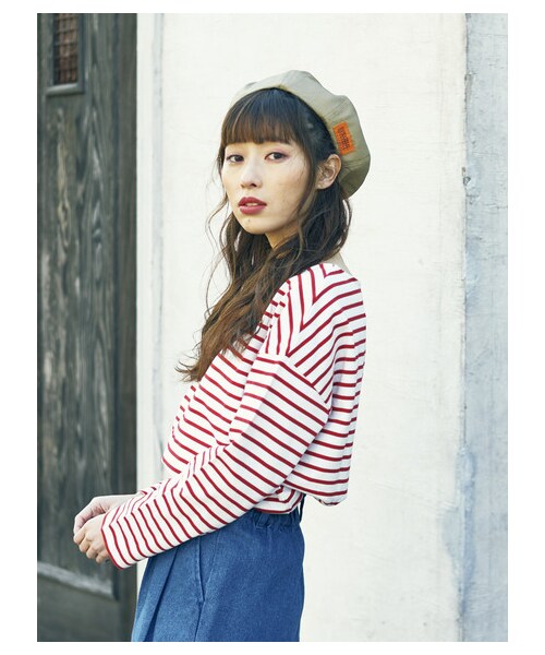 E hyphen world gallery（イーハイフンワールドギャラリー）の「・ボーダードロッププルオーバー（トップス・オフホワイト/ブラック/レッド/ネイビー・F）」の11枚目の写真