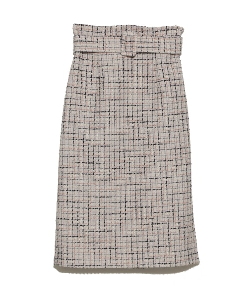 Mila Owen（ミラオーウェン）の「ツイードチェックベルト付タイトSK  
