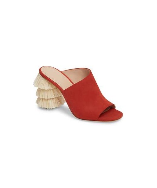 pour la victoire hettie tiered fringe tassel heel mule