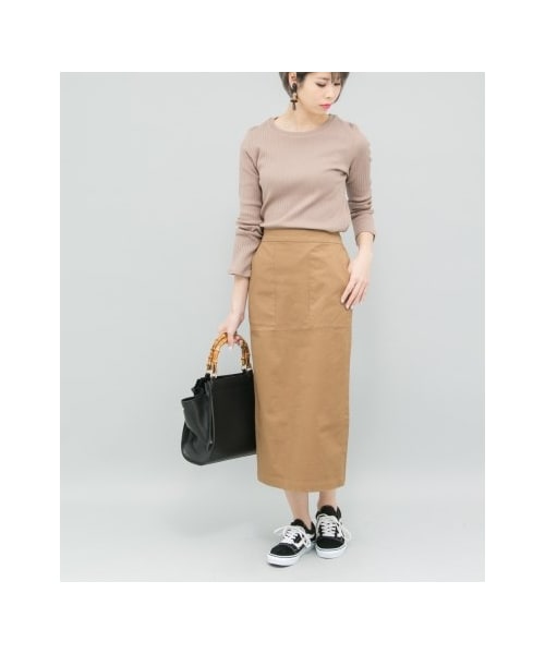 URBAN RESEARCH ROSSO サテンフレスカート ベージュ　レーヨン URBAN RESEARCH ROSSO / アーバンリサーチ ロッソ パネルライン