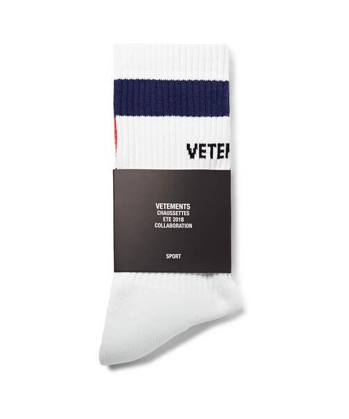VETEMENTS（ヴェトモン）の「Vetements + Tommy Hilfiger Striped Stretch Cotton-Blend Socks（ソックス/靴下・メンズ・White・Eu39/42/Eu43/46）」の3枚目の写真