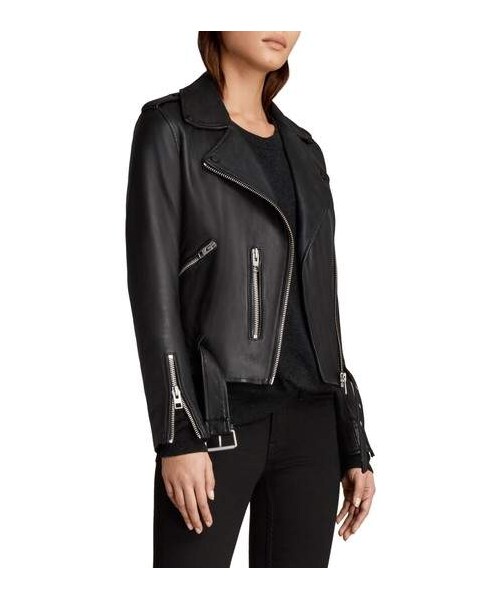 ALLSAINTS（オールセインツ）の「ALLSAINTS Balfern Leather Biker Jacket（ライダースジャケット・レディース・Black・6/0/8/00/2/10/4）」の2枚目の写真