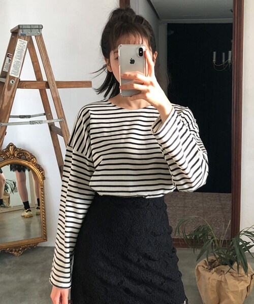 DHOLIC（ディーホリック）の「ボーダーオーバーサイズTシャツ（Tシャツ/カットソー・レディース・レッド/その他/ホワイト/イエロー/グリーン・FREE）」の2枚目の写真