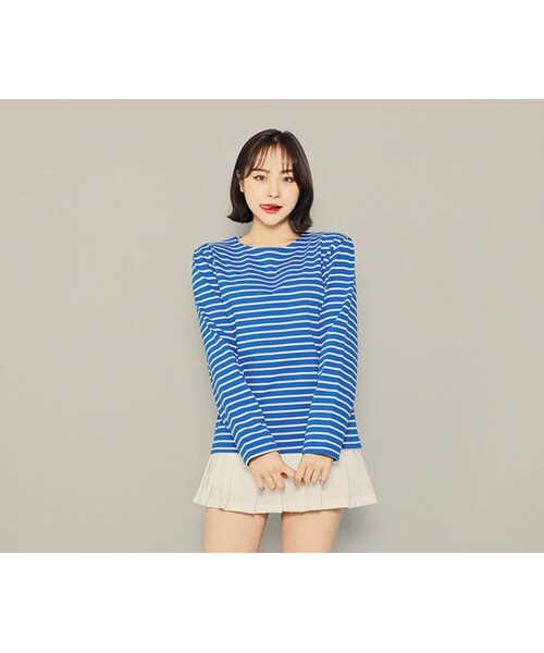 HOTPING（ホッピン）の「ベーシックボーダーTシャツ（Tシャツ/カットソー・レディース・アイボリー/ブルー/ブラック・1(フリーサイズ)/2(L-XL)）」の3枚目の写真