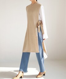 DHOLIC | サイドタイロングニットベスト(ワンピース)