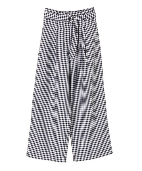 earth music&ecology（アースミュージックアンドエコロジー）の「・ベルト付きギンガムワイドパンツ（パンツ・ブラック/ネイビー・F）」の11枚目の写真