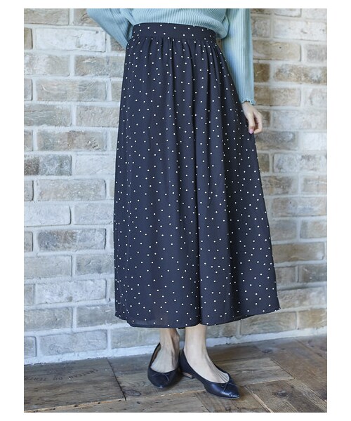 earth music&ecology（アースミュージックアンドエコロジー）の「・ジョーゼットスカーチョ（パンツ・ブリックレッド/ネイビー/ストライプ/ドット・F）」の4枚目の写真