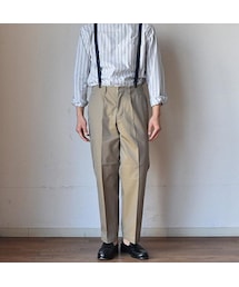 STILL BY HAND | 【スラックス仕様のチノパン】STILL BY HAND スティルバイバンド バーバーリークロス センタープレスパンツ ベージュ/カーキ/ネイビー(ブルゾン)