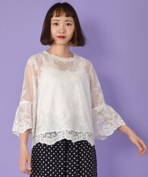 w closet | フラワー刺繍スカラップレースプルオーバー(トップス)