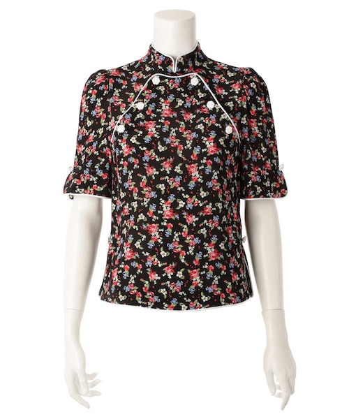 G.V.G.V.（ジーヴィージーヴィー）の「PRINTED RAYON CREPE HIGH NECK BLOUSE（トップス・レディース・WHITE/BLACK・34/36）」の2枚目の写真