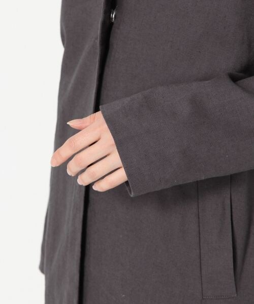 極美品 ARTS&SCIENCE 17SS リネンノーカラーコート 1 ブラック ゆったり/軽やか】カシミヤ混ノーカラーコート（ノーカラーコート