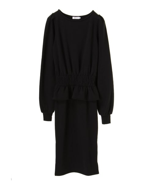 E hyphen world gallery Bon Bon(イーハイフンワールドギャラリーボンボン)の「ボリュームショルダーワンピース(ワンピース/ドレス・ブラック・S)」の1枚目の写真