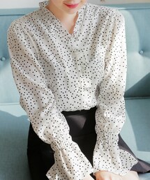 DHOLIC | フリルVネックドットブラウス(シャツ/ブラウス)