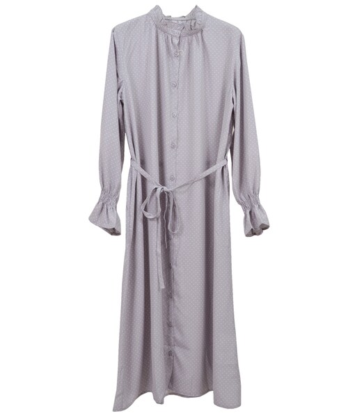 STYLEBLOCK（スタイルブロック）の「ドットプリントフリルネックワンピース（ワンピース・レディース・ホワイト/ピンク/ラベンダー/ブラック・M）」の4枚目の写真