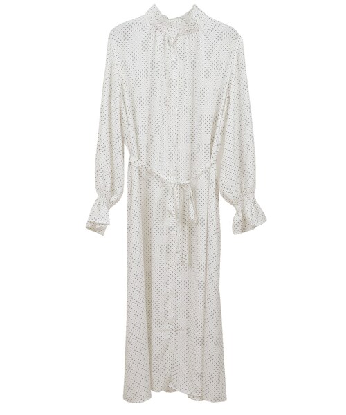STYLEBLOCK（スタイルブロック）の「ドットプリントフリルネックワンピース（ワンピース・レディース・ホワイト/ピンク/ラベンダー/ブラック・M）」の2枚目の写真