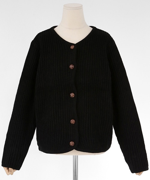 DHOLIC（ディーホリック）の「ラウンドネックニットカーディガン（カーディガン/ボレロ・レディース・ホワイト/ブラウン/ブラック/パープル・FREE）」の2枚目の写真