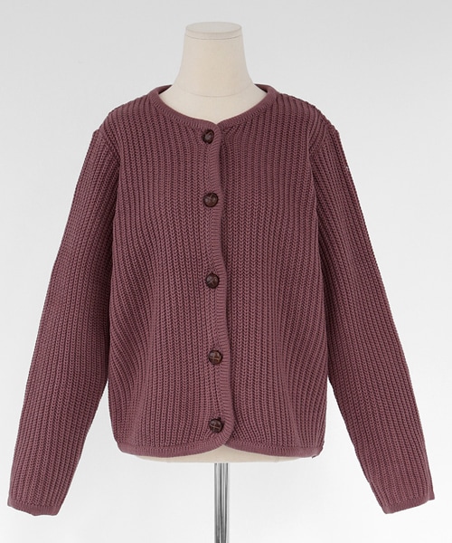 DHOLIC（ディーホリック）の「ラウンドネックニットカーディガン（カーディガン/ボレロ・レディース・ホワイト/ブラウン/ブラック/パープル・FREE）」の4枚目の写真