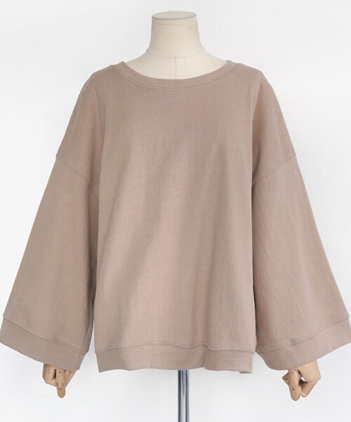 DHOLIC（ディーホリック）の「ワイドスリーブラウンドネックスウェットTシャツ（Tシャツ/カットソー・レディース・ブルー/グレー/ベージュ/ホワイト・FREE）」の4枚目の写真