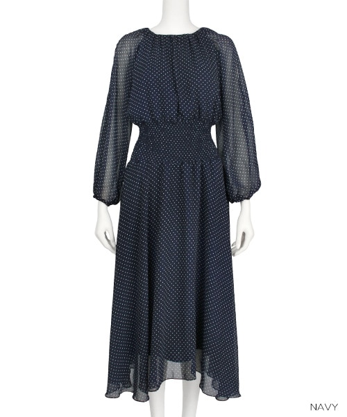 RANDA（ランダ）の「2018SS新作/肩あきシャーリングワンピース（ワンピース/ドレス・レディース・ブラック/ピンク/ネイビー・0/1）」の3枚目の写真