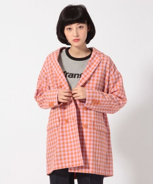 LOWRYS FARM（ローリーズファーム）の「ギンガムチェックジャケット（ジャケット/アウター・ギンガム/オレンジ）」の2枚目の写真
