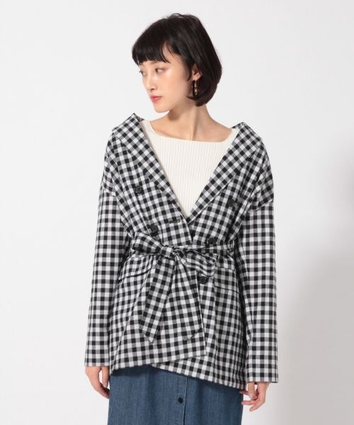 LOWRYS FARM（ローリーズファーム）の「ギンガムチェックジャケット（ジャケット/アウター・ギンガム/オレンジ）」の5枚目の写真