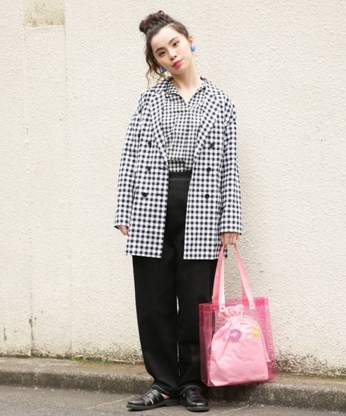 LOWRYS FARM（ローリーズファーム）の「ギンガムチェックジャケット（ジャケット/アウター・ギンガム/オレンジ）」の3枚目の写真