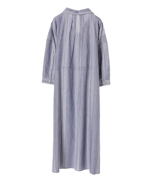 earth music&ecology（アースミュージックアンドエコロジー）の「・ドロストシャツワンピース（ワンピース/ドレス・ベージュ/カーキ/ネイビー/ストライプネイビー/ストライプホワイト・F）」の6枚目の写真