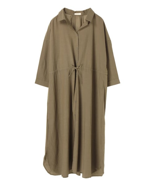 earth music&ecology（アースミュージックアンドエコロジー）の「・ドロストシャツワンピース（ワンピース/ドレス・ベージュ/カーキ/ネイビー/ストライプネイビー/ストライプホワイト・F）」の12枚目の写真