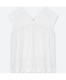 UNIQLO | コットンエンブロイダリーブラウス（ノースリーブ）(シャツ/ブラウス)