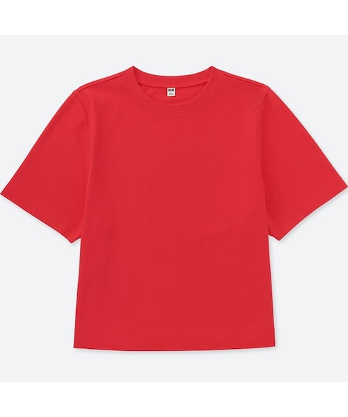 UNIQLO（ユニクロ）の「クロップドクルーネックＴ（半袖）（Tシャツ/カットソー・レディース・NAVY 69/WHITE 00/BEIGE 31/LIGHT GRAY 02/RED 14/GREEN 54/BLACK 09・3XL/S/XS/L/M/XL/XXL）」の7枚目の写真