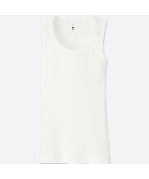 UNIQLO（ユニクロ）の「バックレースタンクトップ（Tシャツ/カットソー・レディース・BROWN 34/GRAY 03/PINK 12/BLUE 63/NAVY 69/WHITE 00/BLACK 09・M/XS/S/L/XXL/XL/3XL）」の2枚目の写真