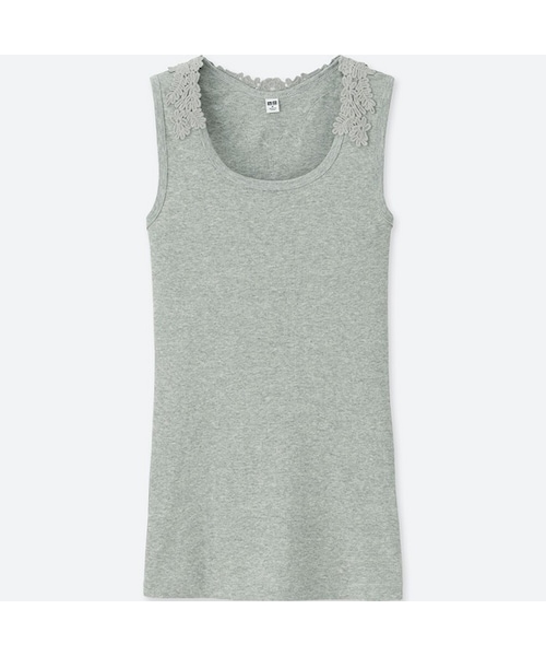 UNIQLO（ユニクロ）の「バックレースタンクトップ（Tシャツ/カットソー・レディース・BROWN 34/GRAY 03/PINK 12/BLUE 63/NAVY 69/WHITE 00/BLACK 09・M/XS/S/L/XXL/XL/3XL）」の4枚目の写真