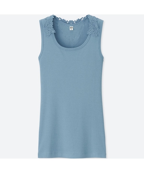 UNIQLO（ユニクロ）の「バックレースタンクトップ（Tシャツ/カットソー・レディース・BROWN 34/GRAY 03/PINK 12/BLUE 63/NAVY 69/WHITE 00/BLACK 09・M/XS/S/L/XXL/XL/3XL）」の5枚目の写真