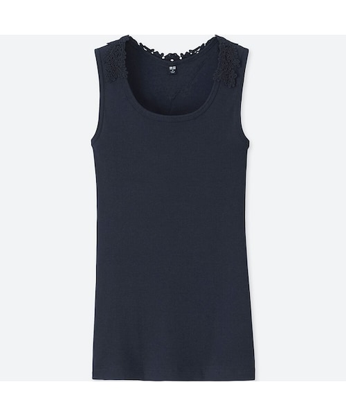 UNIQLO（ユニクロ）の「バックレースタンクトップ（Tシャツ/カットソー・レディース・BROWN 34/GRAY 03/PINK 12/BLUE 63/NAVY 69/WHITE 00/BLACK 09・M/XS/S/L/XXL/XL/3XL）」の6枚目の写真