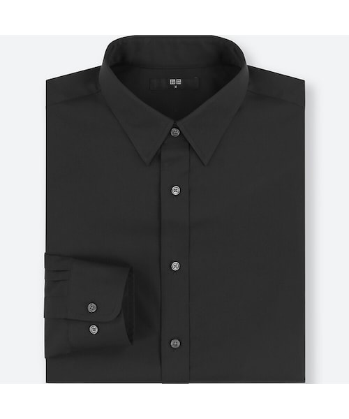 UNIQLO（ユニクロ）の「ファインクロスブロードシャツ（レギュラーカラー・ポケットなし・長袖）（シャツ/ブラウス・メンズ・WHITE 00/BLACK 09/BLUE 63・4XL/XS/3XL/XXL/XL/S/M/L）」の2枚目の写真