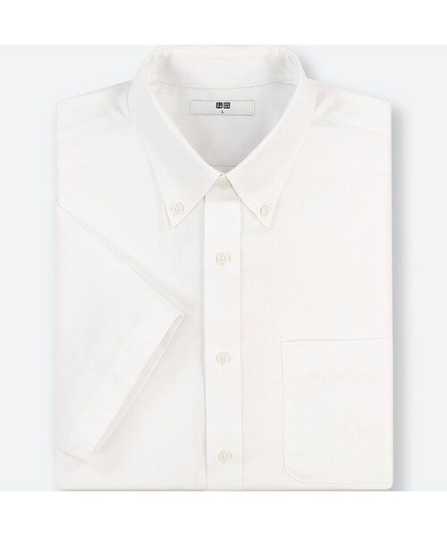 UNIQLO（ユニクロ）の「ドライイージーケアドビーシャツ（ボタンダウン・半袖）（シャツ/ブラウス・メンズ・BLUE 61/WHITE 00・L/4XL/XXL/XL/S/3XL/XS/M）」の2枚目の写真