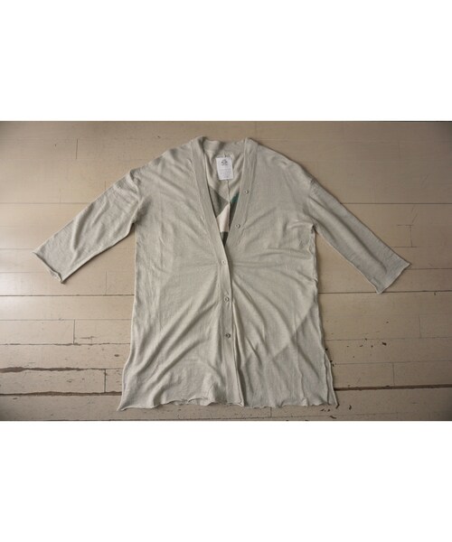 STOF（ストフ）の「stof　アーミッシュリネンガウンカーデ（OLIVE）（カーディガン/ボレロ・メンズ・その他）」の8枚目の写真