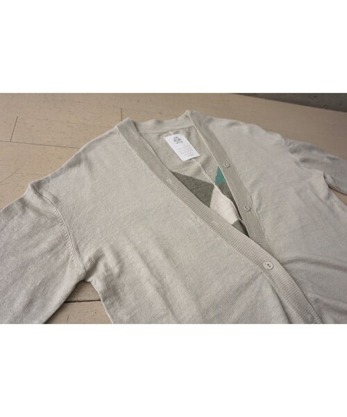 STOF（ストフ）の「stof　アーミッシュリネンガウンカーデ（OLIVE）（カーディガン/ボレロ・メンズ・その他）」の9枚目の写真