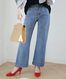 DHOLIC | ステッチヘムワイドデニムパンツ(デニムパンツ)