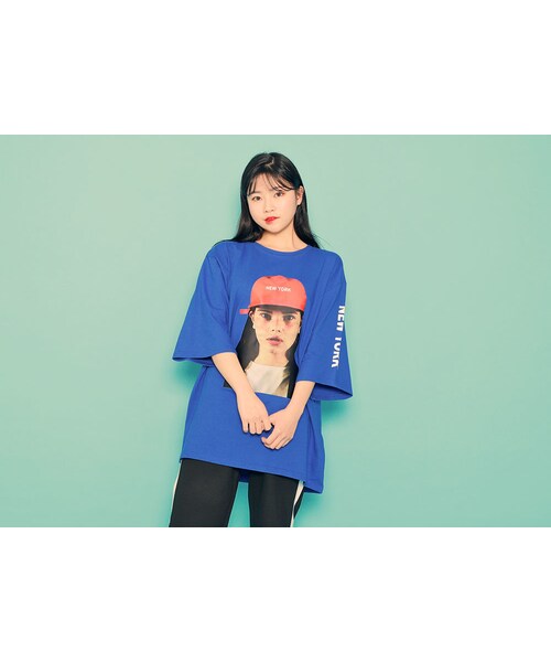HOTPING(ホッピン)の「ニューヨークガールフォトプリントTシャツ(Tシャツ/カットソー・レディース・ブラック/イエロー/ホワイト/ブルー・フリーサイズ(XS-XL))」の3枚目の写真