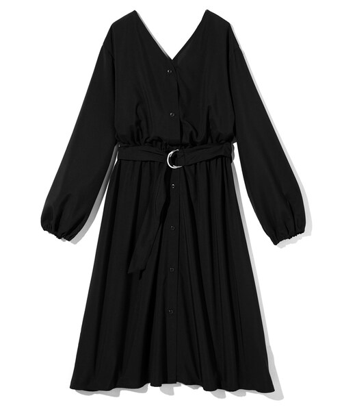 GRL（グレイル）の「ベルト付Vネックワンピース（ワンピース・レディース・ブラック/グレージュ/カーキ・F）」の2枚目の写真